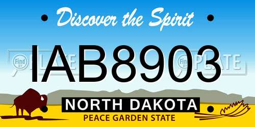 IAB8903 North Dakota License Plate