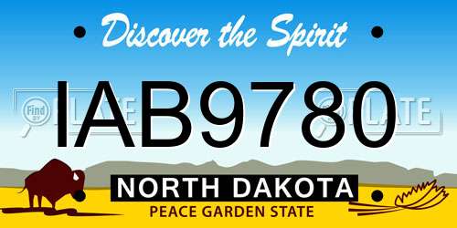 IAB9780 North Dakota License Plate