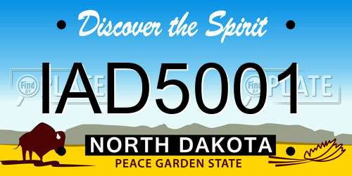 IAD5001 North Dakota License Plate