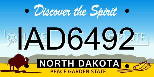IAD6492 North Dakota License Plate