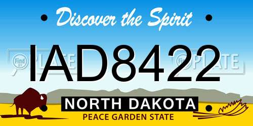 IAD8422 North Dakota License Plate