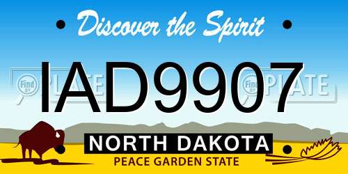 IAD9907 North Dakota License Plate