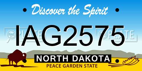IAG2575 North Dakota License Plate