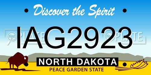 IAG2923 North Dakota License Plate