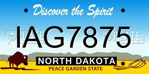 IAG7875 North Dakota License Plate