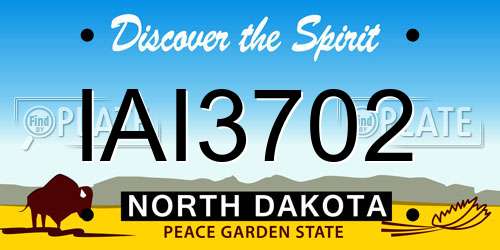 IAI3702 North Dakota License Plate