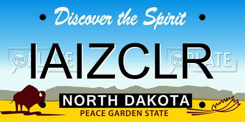 IAIZCLR North Dakota License Plate