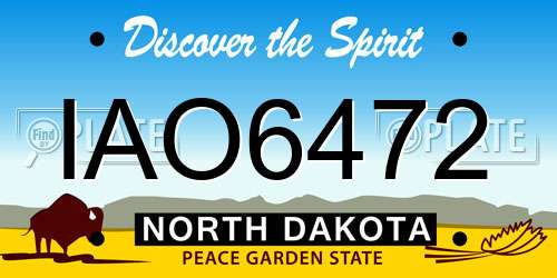 IAO6472 North Dakota License Plate