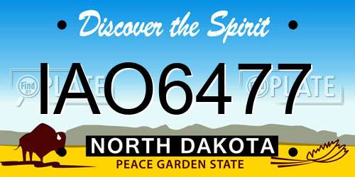 IAO6477 North Dakota License Plate