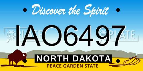 IAO6497 North Dakota License Plate