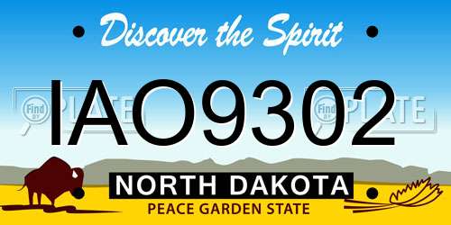 IAO9302 North Dakota License Plate