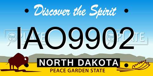 IAO9902 North Dakota License Plate