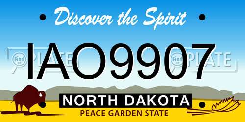 IAO9907 North Dakota License Plate