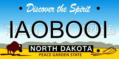 IAOBOOI North Dakota License Plate