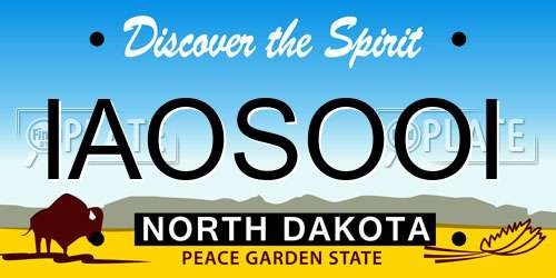 IAOSOOI North Dakota License Plate