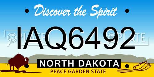 IAQ6492 North Dakota License Plate