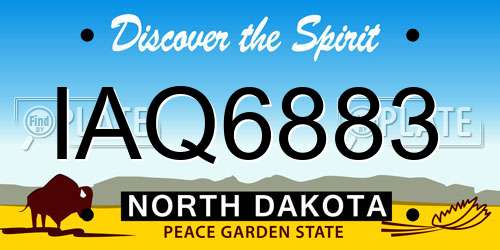 IAQ6883 North Dakota License Plate