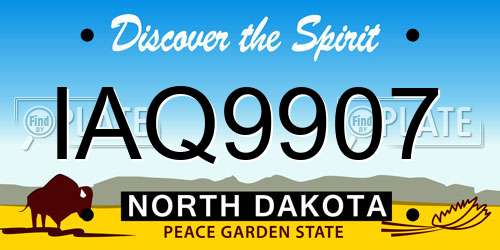 IAQ9907 North Dakota License Plate