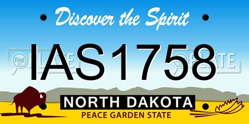IAS1758 North Dakota License Plate