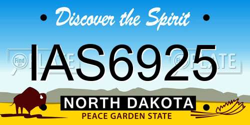 IAS6925 North Dakota License Plate