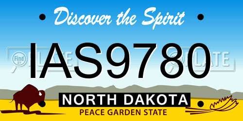 IAS9780 North Dakota License Plate