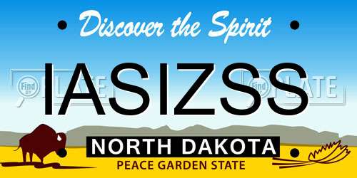IASIZSS North Dakota License Plate