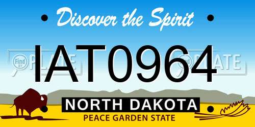 IAT0964 North Dakota License Plate