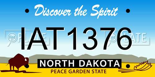 IAT1376 North Dakota License Plate