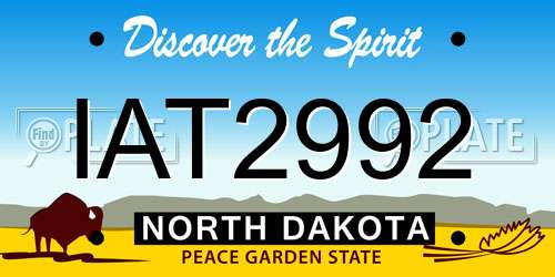 IAT2992 North Dakota License Plate