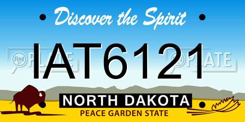 IAT6121 North Dakota License Plate