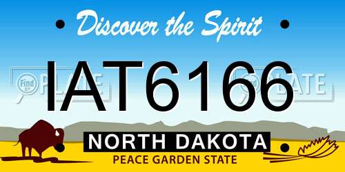 IAT6166 North Dakota License Plate