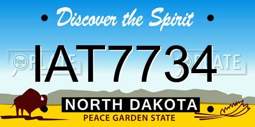 IAT7734 North Dakota License Plate