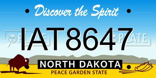 IAT8647 North Dakota License Plate