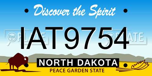 IAT9754 North Dakota License Plate