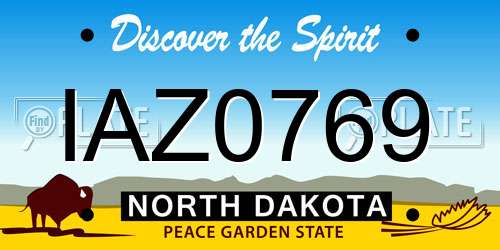 IAZ0769 North Dakota License Plate