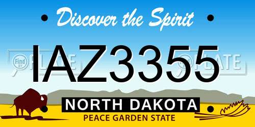 IAZ3355 North Dakota License Plate