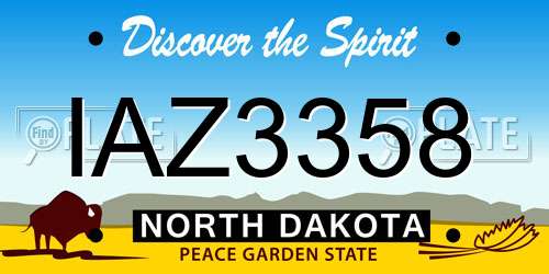 IAZ3358 North Dakota License Plate