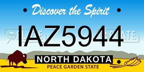 IAZ5944 North Dakota License Plate