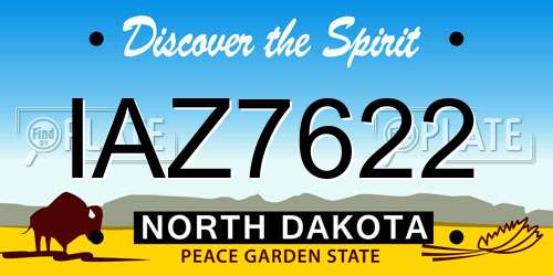 IAZ7622 North Dakota License Plate