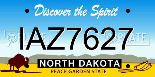 IAZ7627 North Dakota License Plate