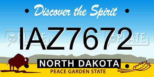 IAZ7672 North Dakota License Plate