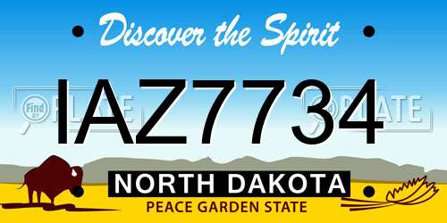 IAZ7734 North Dakota License Plate