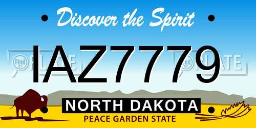 IAZ7779 North Dakota License Plate