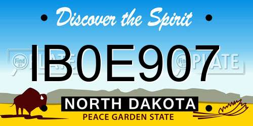 IB0E907 North Dakota License Plate
