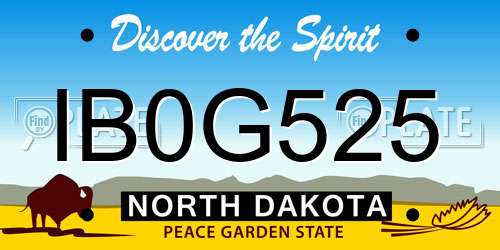 IB0G525 North Dakota License Plate