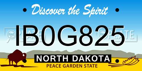IB0G825 North Dakota License Plate