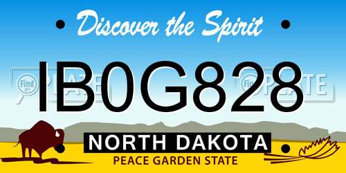 IB0G828 North Dakota License Plate