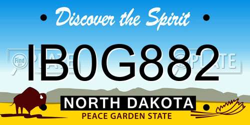 IB0G882 North Dakota License Plate