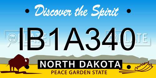 IB1A340 North Dakota License Plate