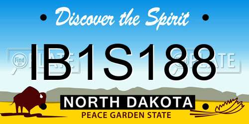 IB1S188 North Dakota License Plate
